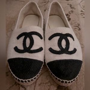 CC black and white tweed espadrilles : size 39 / 8.5